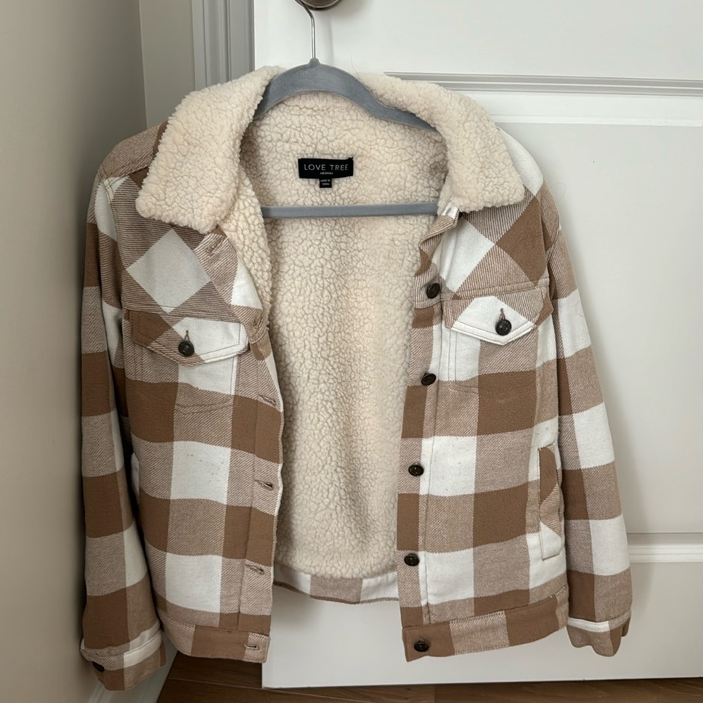 Tan and white jacket